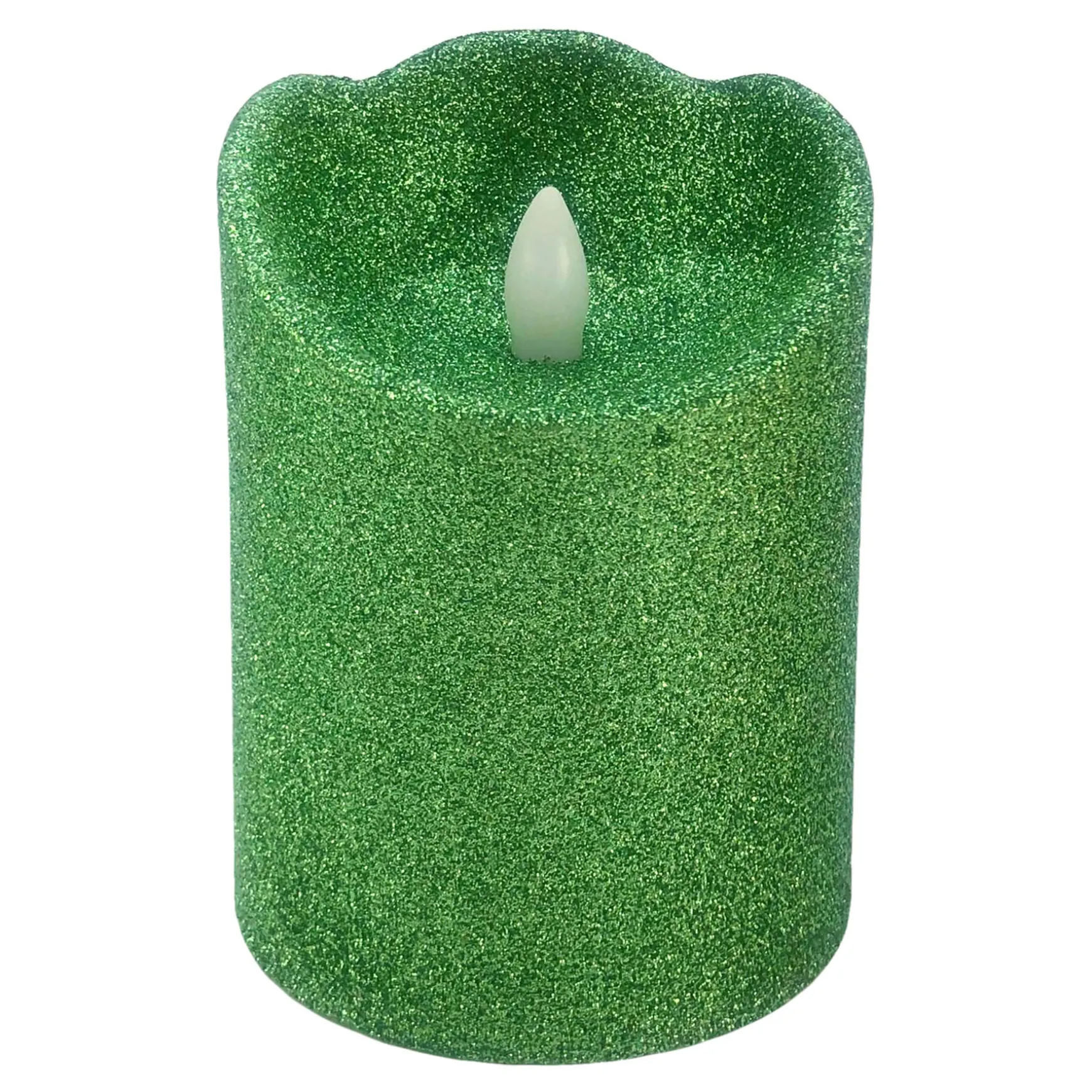 Premium Green Glittered Led Halloween Candle, 4