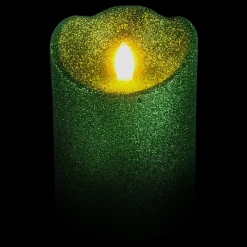 Premium Green Glittered Led Halloween Candle, 4