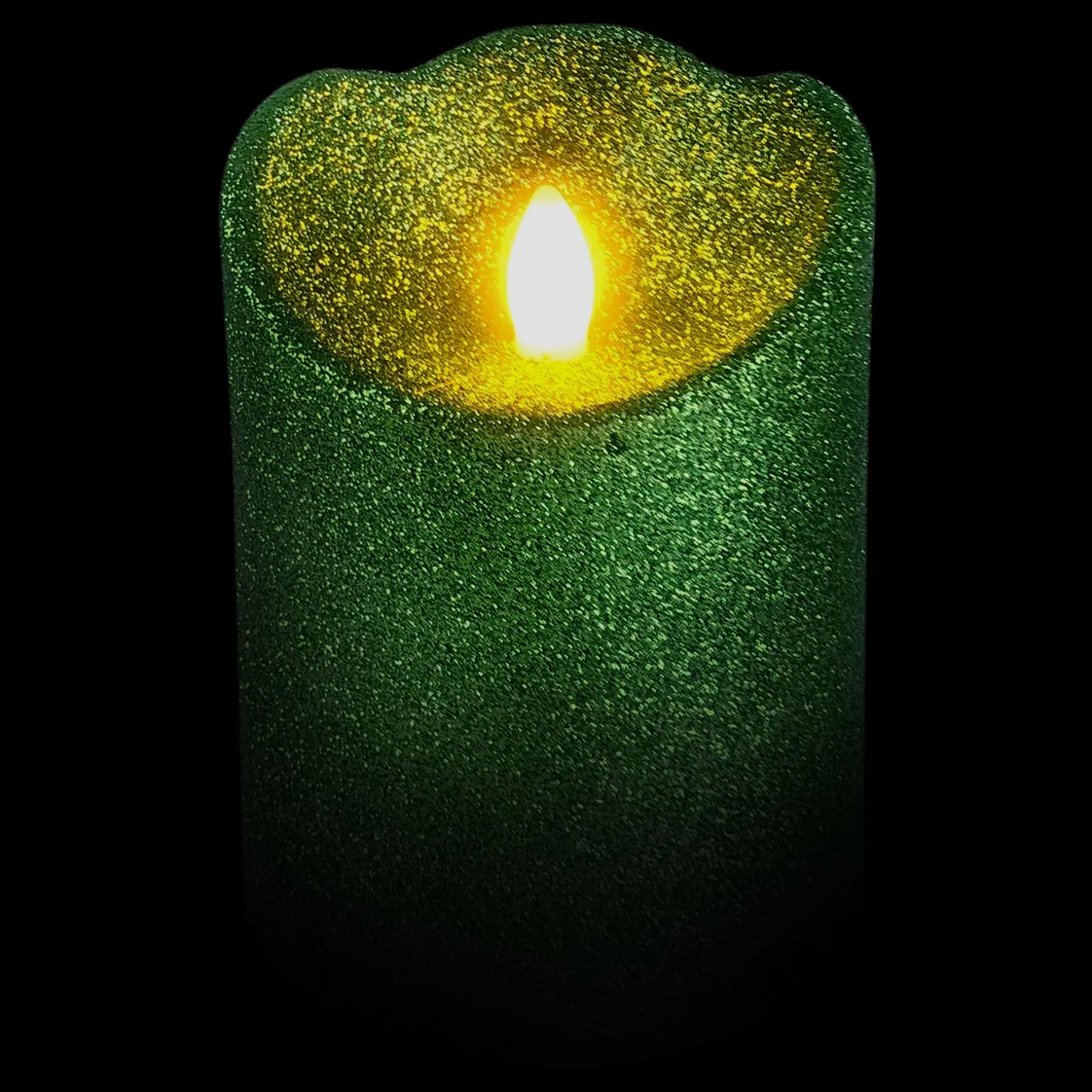 Premium Green Glittered Led Halloween Candle, 4
