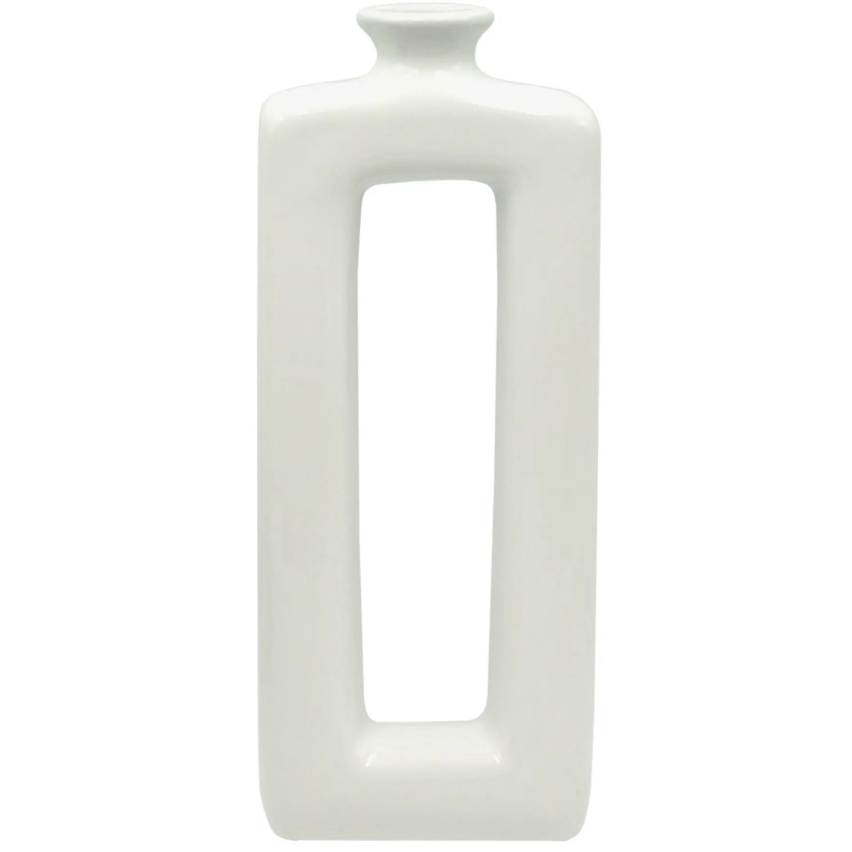 Premium Laila Ali Open White Ceramic Vase, 15.5