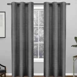 Premium Leeds Black Pearl Woven Blackout Grommet Curtain Panel, 96