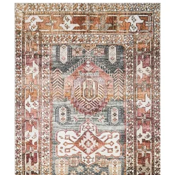 Premium Seth Teal & Rust Southwestern Medallion Runner, 2 5