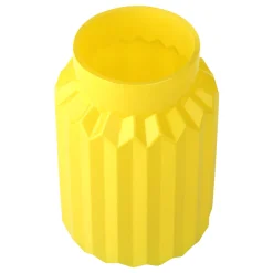 Premium Tracey Boyd Ribbed Yellow Glass Vase, 9.5