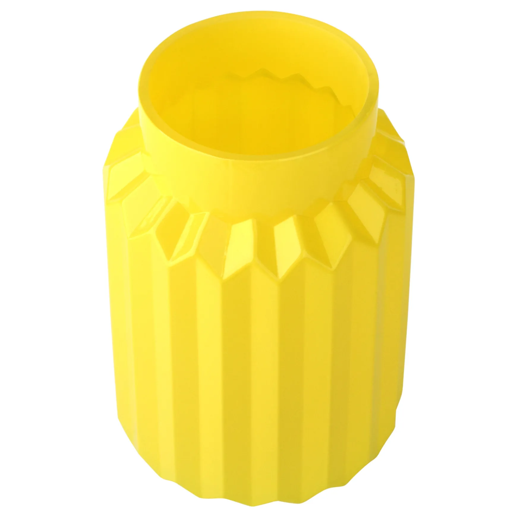 Premium Tracey Boyd Ribbed Yellow Glass Vase, 9.5