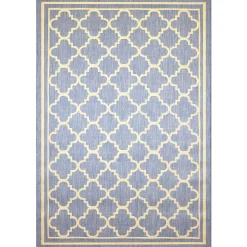 Reliable Quality (E229) Blue & Beige Quatrefoil Modern Indoor & Outdoor Area Rug, 7 10