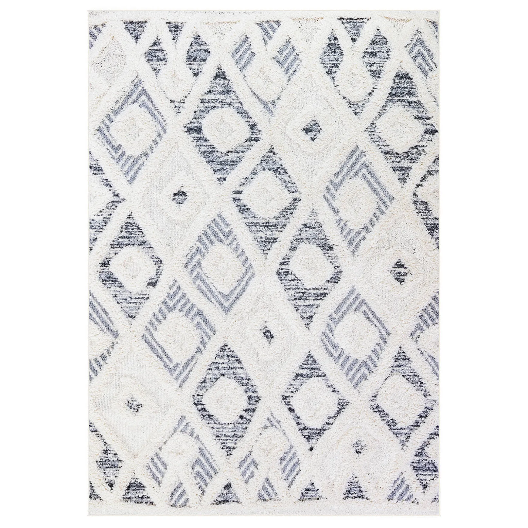 Sale (B712) Gloria Cream Diamond Design Area Rug, 5 7
