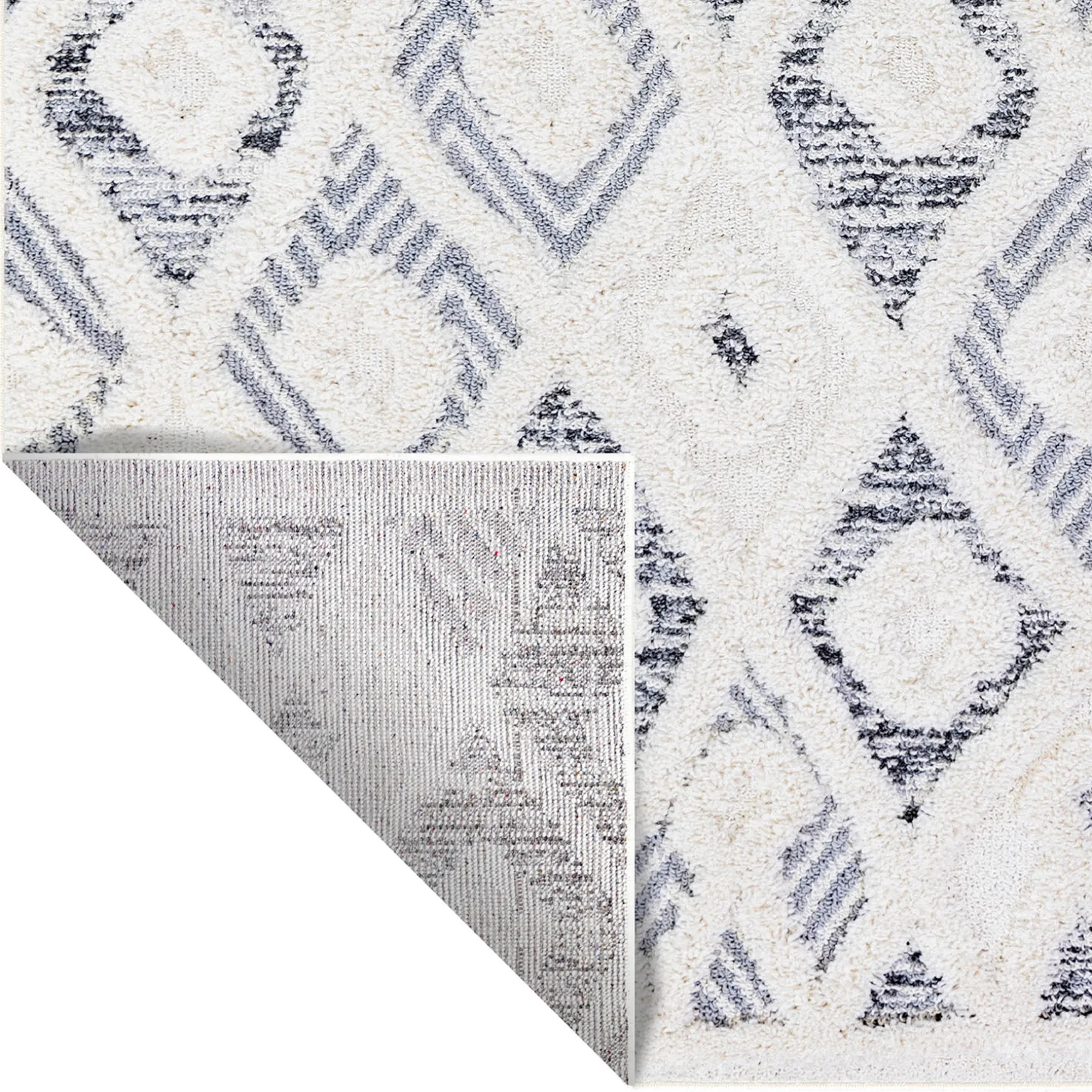 Sale (B712) Gloria Cream Diamond Design Area Rug, 5 7
