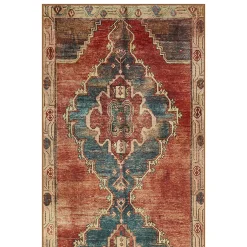 Sale (D567) Freya Orange Medallion Washable Runner, 2 7