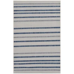 Sale (E284) Honeybloom Ivory & Blue Nautical Striped Sisal Indoor & Outdoor Area Rug, 5 7
