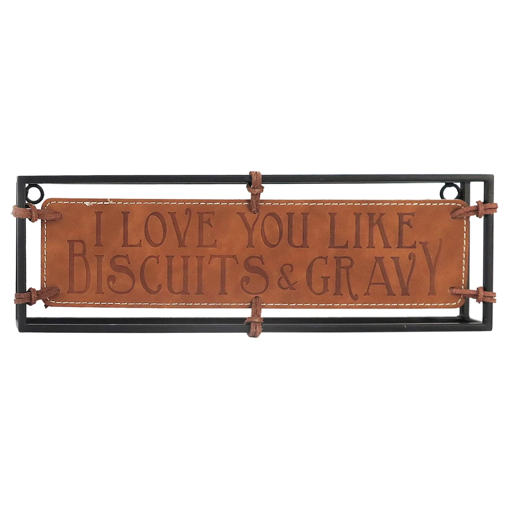 Sale Love Like Biscuits & Gravy Metal & Leather Sign, 14 4