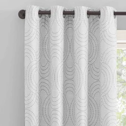 Sale Sunzero Jagger White & Grey Grommet Single Blackout Curtain Panel, 84