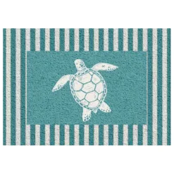 Sale Ty Pennington Sea Turtle Light Blue & White Striped Coir Mat, 18 30