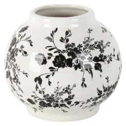 Sale White & Black Floral Ceramic Vase, 5