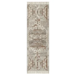 Top Sellers (B718) Honeybloom Neutral Woven Fringe Runner, 2 7