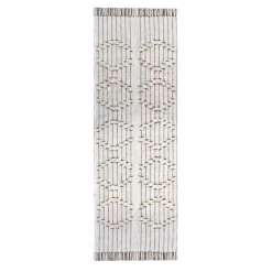 Top Sellers (D552) Honeybloom Flatweave Ivory & Beige Fringe Runner, 2 7