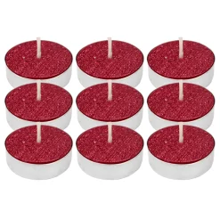 Top Sellers 9-Pack Red Glittered Unscented Tealights