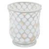 Top Sellers White Gold Mosaic Votive Candle Holder, 5
