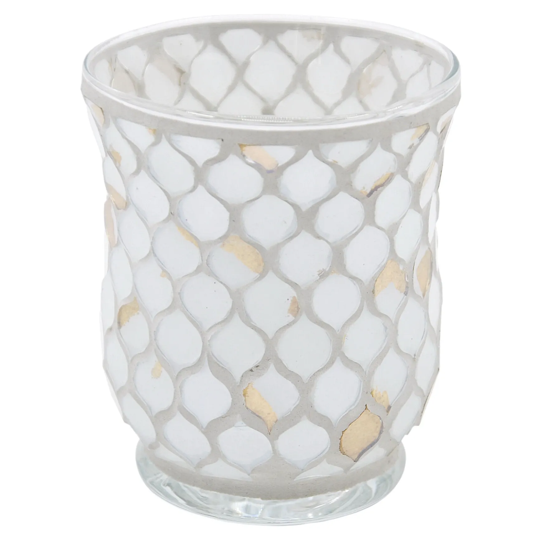 Top Sellers White Gold Mosaic Votive Candle Holder, 5