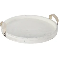Top Sellers White Wood Decorative Tray, 18